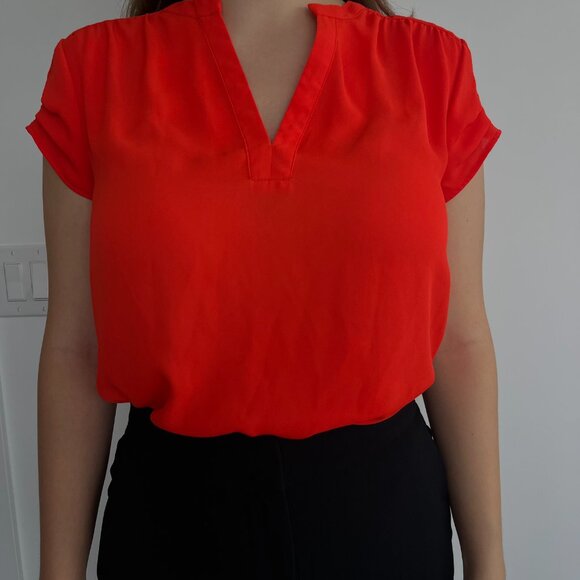 Reitmans Women's Orange Short Sleeve Blouse - Size Small - Picture 6 of 7